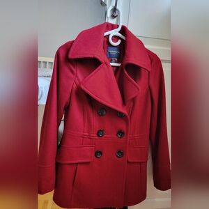 Women's Red Peacoat, London Fog, Sz PXS